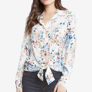 Karen Kane Floral Print Tie Hem Top NWT L